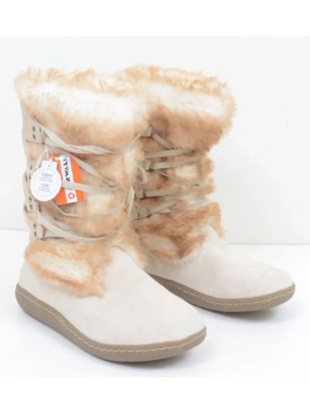 NWT Airwalk Big Kids 4 Leather Suede Shearling Fur Vegan Winter Boots Bootie
